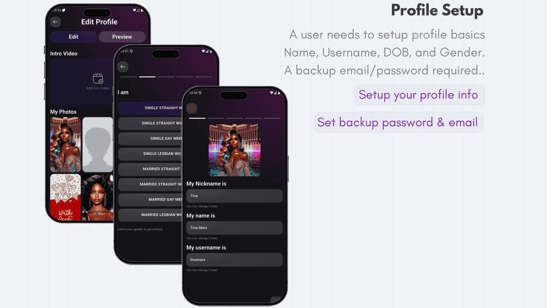 Profile screen